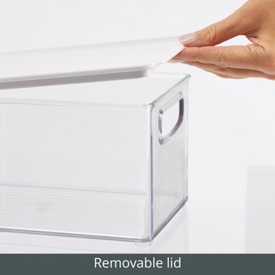 Clear/White BPA-Free Plastic Kitchen Storage Bin Set with Lids, 4 Pack