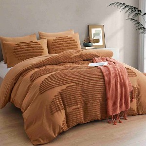 BAGOKIE 5 Pieces Textured Duvet Cover Set - Boho Tufted Design - 1 of 4