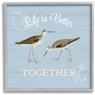 Stupell Industries Better Together Coastal Sandpipers Framed Giclee Art