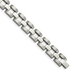 Black Bow Jewelry Mens 12mm Stainless Steel Polished & Matte Open Link Bracelet, 8.25 In - 1 of 4
