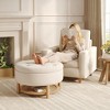 31 Inch Round Storage Ottoman, Upholstered Velvet Tufted Foot Rest with Lift-Off Lid, Coffee Table with Shelf, Beige - 4 of 4