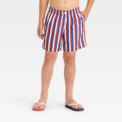 Boys' Multi Striped Trunks - Cat & Jack&#8482 Red/Blue/White