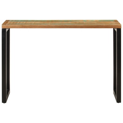 Reclaimed Mango Wood and Steel Hallway Table with Polished Finish