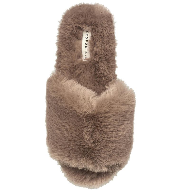 Aeropostale Women's Open Toe Fuzzy Slippers with Cushioned Comfort, 2 of 6