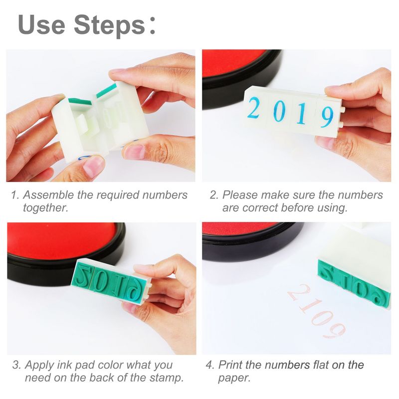 Unique Bargains Detachable Plastic Rubber 10 Numeral 0-9 Combination Number Stamp Set, 5 of 7
