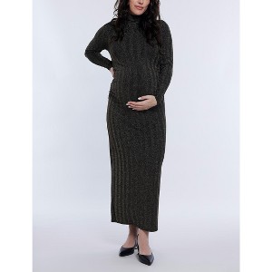 Women's Mesh Turtleneck Maxi Maternity Dress | Motherhood Maternity - 1 of 4