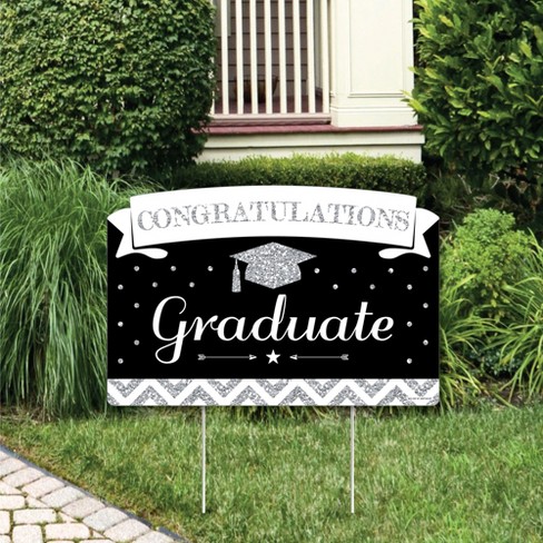 Big Dot Of Happiness Silver Graduation Party Yard Sign Lawn Decorations ...