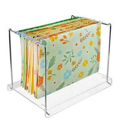 Azar Displays Acrylic Desktop File Hanging Organizer with Metal Bar