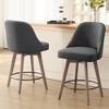 Bekrvio 26" Counter Height Swivel Bar Stools Set of 1/2/3/4–Mid-Century Barstools with Backs, Linen Upholstered & Wood Legs, for Kitchen Island - 2 of 4