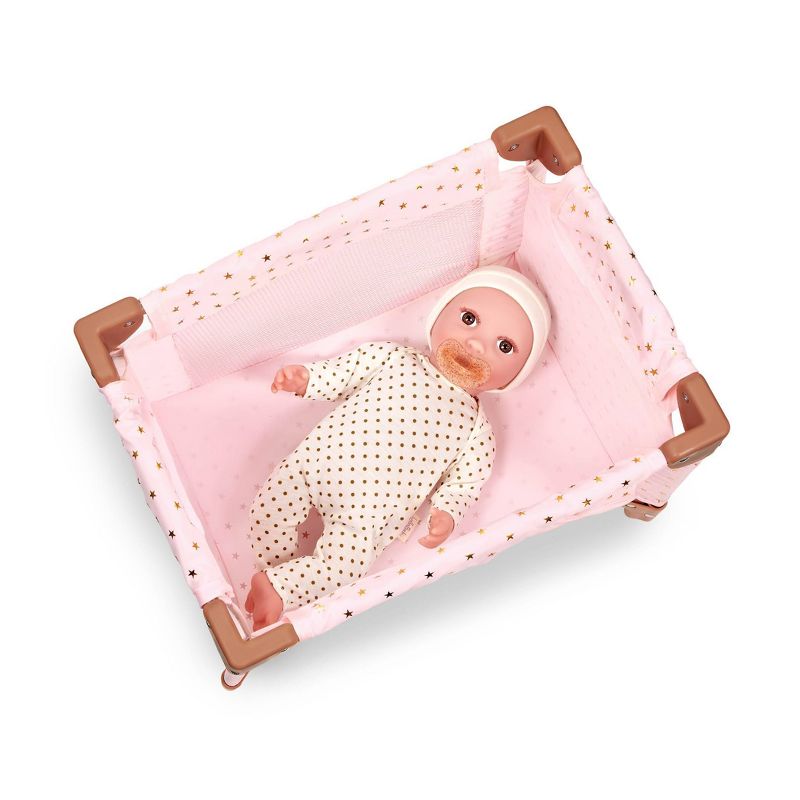 LullaBaby Doll Pack &#38; Play Pink Foldable Accessory - Gold Star Print, 5 of 12