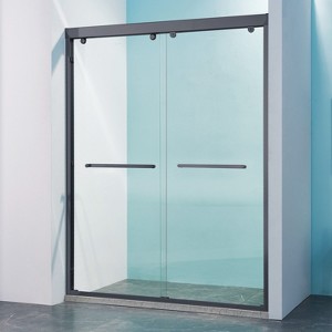 NicBex Shower Door Double Sliding Shower Doors with 5/16" (8mm) Thick SGCC Clear Tempered Glass and Aluminium Alloy Frame for Bathroom, Matte Black - 1 of 4
