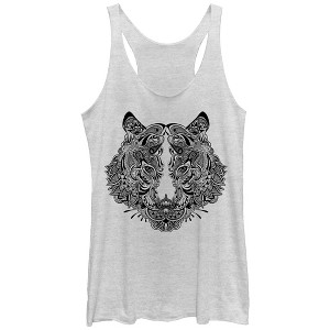 Women's Lost Gods Henna Tiger Print Racerback Tank Top - 1 of 3