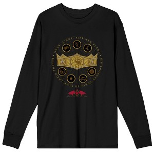 House of the Dragon Gold Crown Men's Black Long Sleeve Shirt - 1 of 3