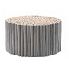 32" Natural Wood Handcrafted Round Coffee Table with Carved Top for Modern Living Room - 2 of 4