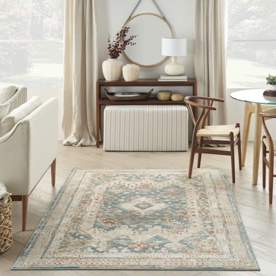 Thalia Green & Ivory Geometric 6' x 9' Easy-Care Area Rug