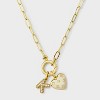 14K Gold Dipped Cubic Zirconia Puffy Heart Charm Initial Necklace - A New Day™ Gold - 2 of 4