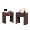 Modern Wooden Nightstand 23.6" Tall with Charging Station Curved 1 Drawer Bedside Table for Living Room Bedroom - 3 of 4