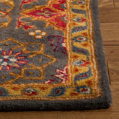 Elegant Blue Hand-Tufted Wool Rectangular Rug 3' x 5'