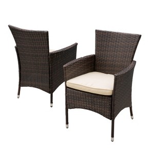 Dexmalle Outdoor Multibrown PE Wicker  Chairs (Set of 2) - 1 of 4