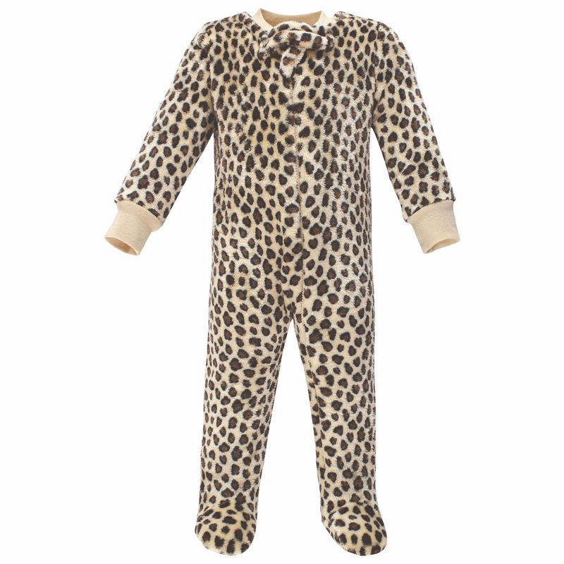Hudson Baby Infant Girl Plush Sleep and Play, Red Rose Leopard, 4 of 5