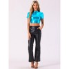 INSPIRE CHIC Women's Party Short Sleeve Mock Neck Holographic Metallic Crop Top - 4 of 4