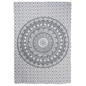 HomeRoots 80" X 56" Black And White Mandala Cotton Hanging Tapestry - 1 of 4