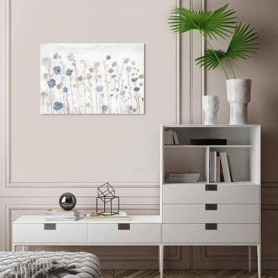 Wynwood Studio 24"x16" Beautiful Growth Light Blue Wall Art: Modern Canvas, Botanical Mixed Media, Unframed Horizontal Decor