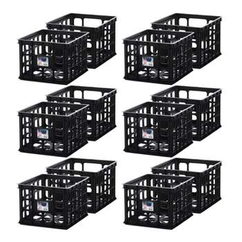 Sterilite Plastic Black Storage Box Milk Crate Containers Home