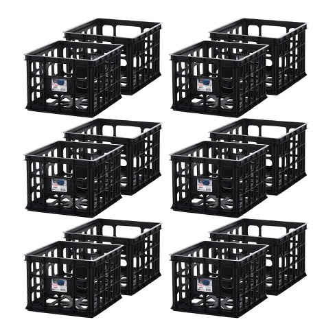 Sterilite Plastic Black Storage Box Milk Crate Containers Home - image 1 of 4