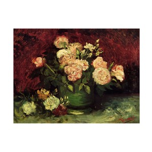 Trademark Fine Art -Vincent van Gogh 'Peonies and Roses' Canvas Art - 1 of 4