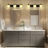 PAKOKULA 31.5 in. 3-Light Black Wall Sconce with White Globe Shades and Gold Accent - 2 of 4