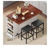 Kitchen Island With Drop Leaf 2 Bar Stools 47 Inch Portable Islands Table With Power Outlets Storage And Seating For Kitchen Cart, Brown - 2 of 4