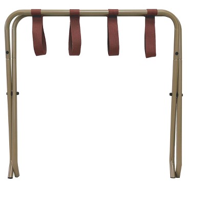 Gold and Brown Metal Folding Luggage Rack