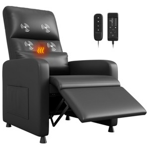 Power Recliner Chair - Heat and Massage, Adjustable Electric Recliner Ergonomic PU Leather Single Sofa, Tall Back, Padded Seat, Home Theater Seating - 1 of 4