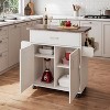 Okak Kitchen Island On Wheels with Water Resistant Top, Kitchen Cart with Adjustable Shelves, Towel Rack and Spice Rack, Countertop Organizer, White - 2 of 4