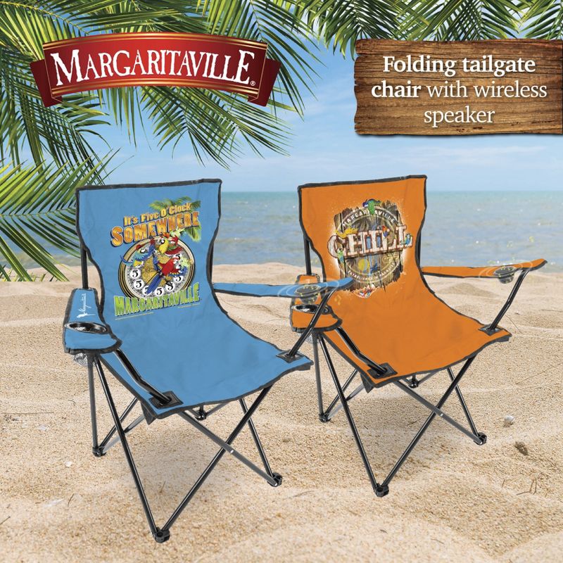 Margaritaville Camp Folding Chair with Waterproof Wireless Speaker, 3 of 9