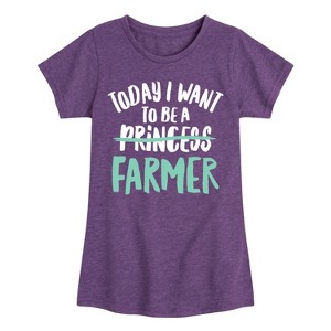 Girls' - Instant Message - Today I Want To Be A Farmer Fitted Short Sleeve Graphic T-Shirt - 1 of 4
