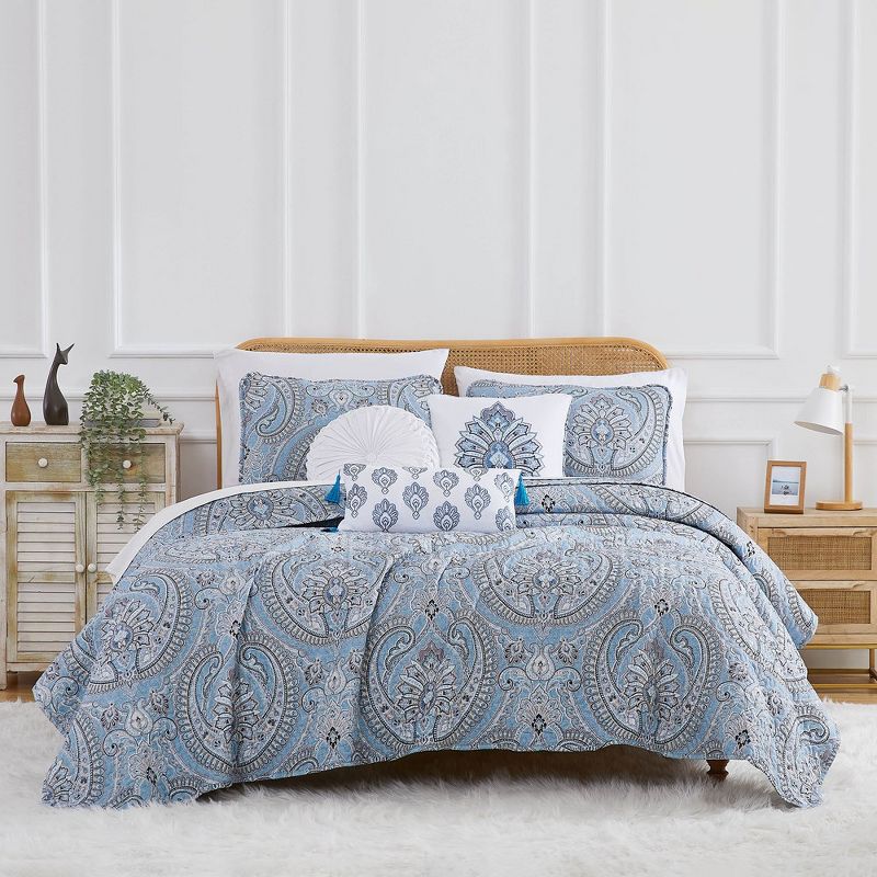 Southshore Fine Living Pure Melody Oversized 6-Piece Quilt Bedding Set with coordinating shams, 2 of 7