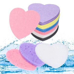 Unique Bargains Daily Skincare Home Travel Compressed Heart Shape Facial Sponges 2.5" 60 Pcs - 1 of 4