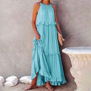 Women’s Flowy Bohemian Maxi Dress – Sleeveless with Back Tie Detail & Soft Rayon Blend - Cherie Code - 1 of 4