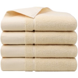 PiccoCasa Soft 100% Combed Cotton 600 GSM Highly Absorbent for Bathroom Shower Bath Towel Set - 1 of 4