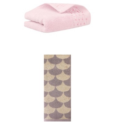 REGALWOVEN Cotton Geometric Absorbent Soft Decorative Hand Towel for Bathroom Hand Face Gym Spa 14" x 30"/13" x 29" 2 Pcs