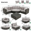 SKRAN 7-piece Outdoor Wicker Sofa Set, Rattan Sofa Lounger, With Colorful Pillows, Conversation Sofa, For Patio, Garden, Deck, Brown Wicker - 3 of 4