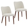 Set of 2 Dining Chair with Wood Legs, Fabric Wing Backrest with Thick Cushions for Dining Room, Living Room - 2 of 4