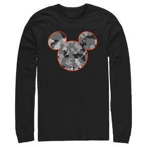 Men's Mickey & Friends Gray Camo Mickey Mouse Logo Long Sleeve Shirt - 1 of 4