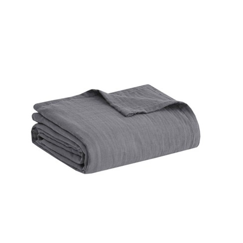 King 100 Cotton Gauze Bed Blanket Charcoal Clean Spaces Target