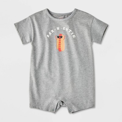 Baby Boys' Printed Short Sleeve Romper - Cat & Jack™ Gray 6-9M