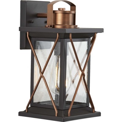 Barlowe Antique Bronze Seeded Glass Outdoor Wall Lantern