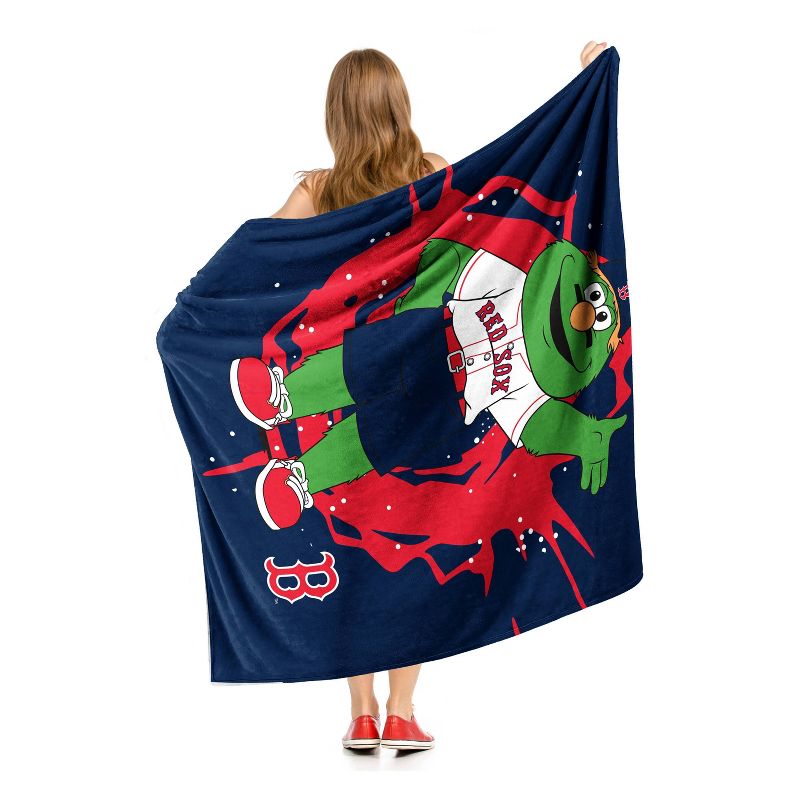 50&#34;x60&#34; MLB Boston Red Sox Mascot 2 Layer Silk Touch Faux Shearling Throw Blanket, 4 of 6
