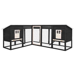 vidaXL Outdoor Rabbit Hutch with Run Red and White Solid Fir Wood - 1 of 4